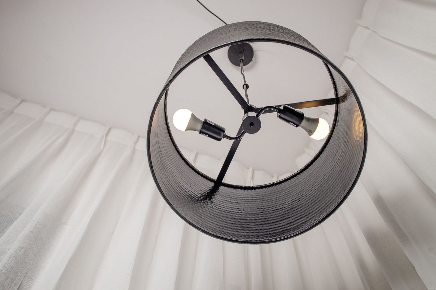 Hammered Dark Bronze Drum Pendant Light