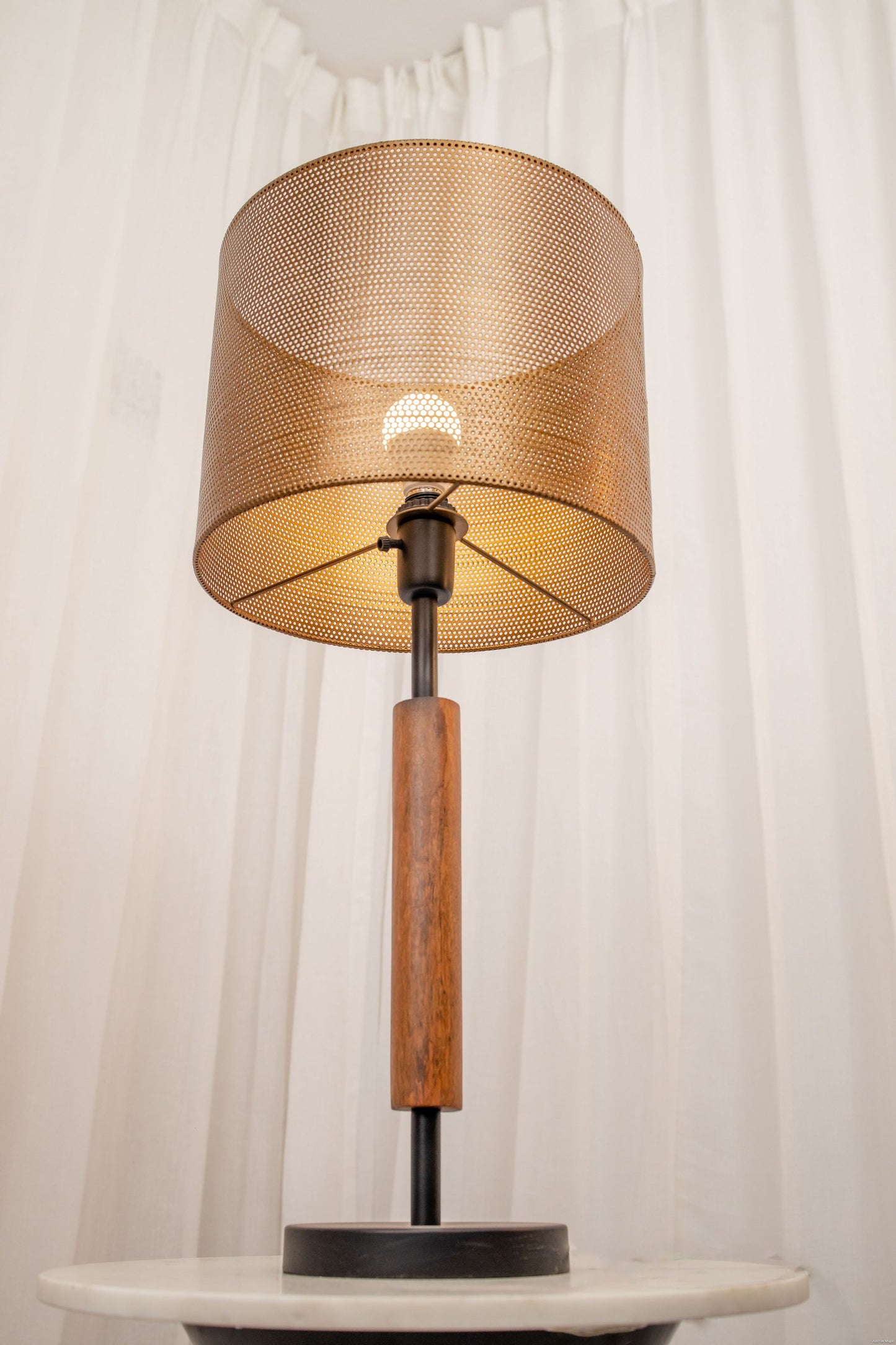 Vintage walnut table lamp