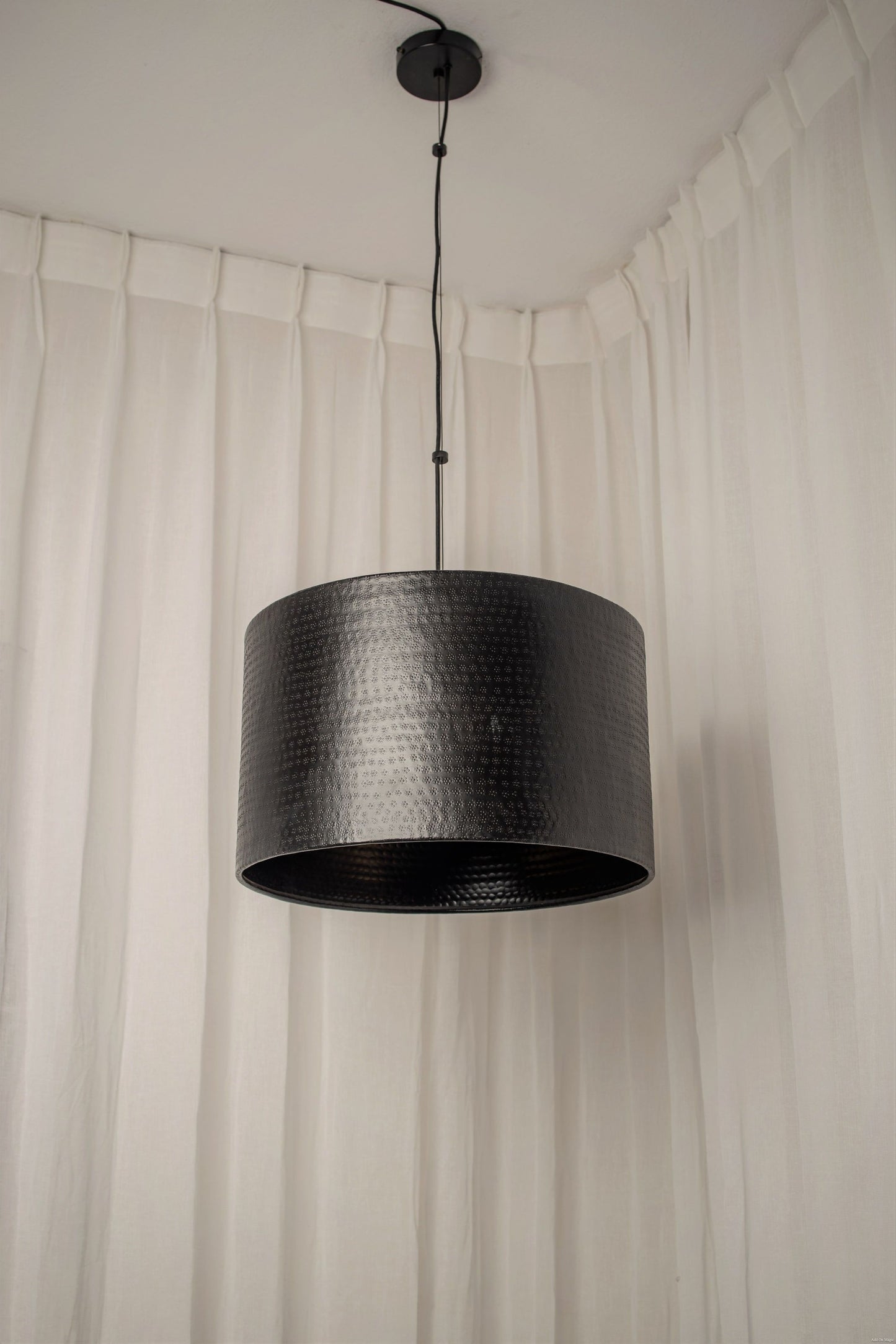 Hammered Dark Bronze  Drum Pendant Light